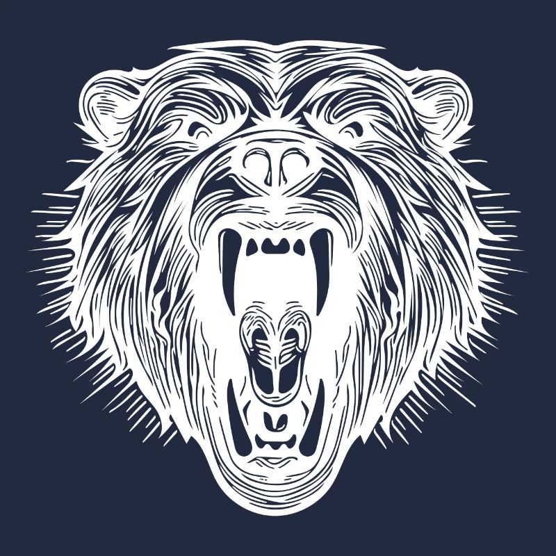 Angry bear's head with sharp teeth