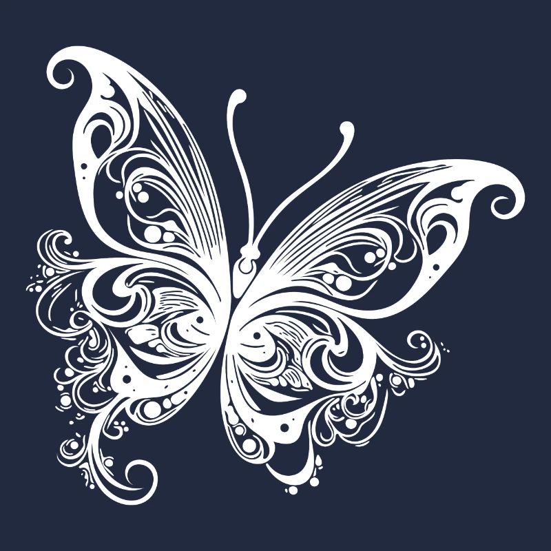 Lines and Dots Style Butterfly Drawing