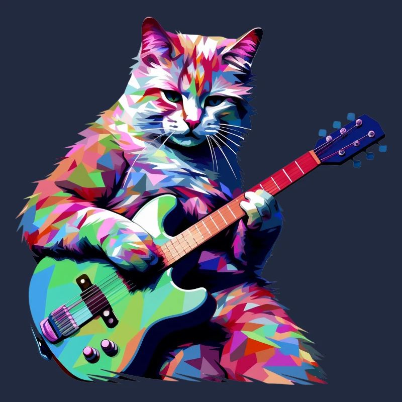 Cat joue de la guitare