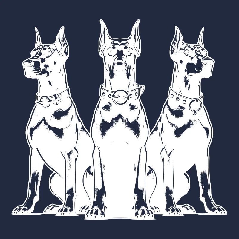 Drei wachsame Dobermänner Hunde
