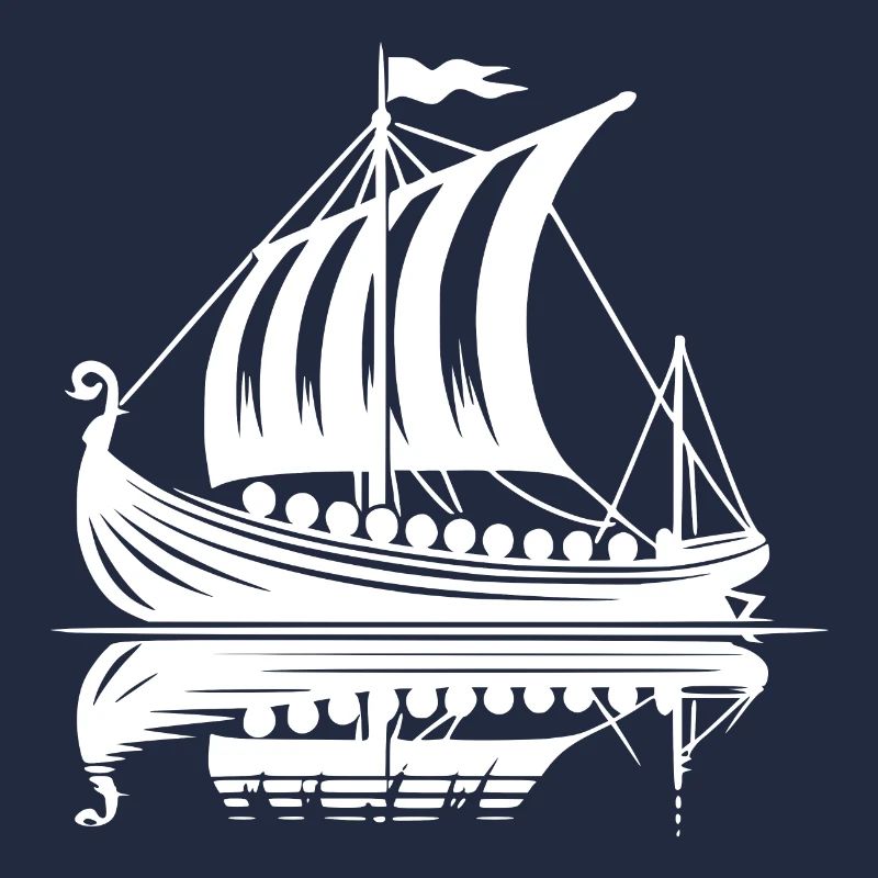 Starkes Wikinger Drachenboot mit Segel