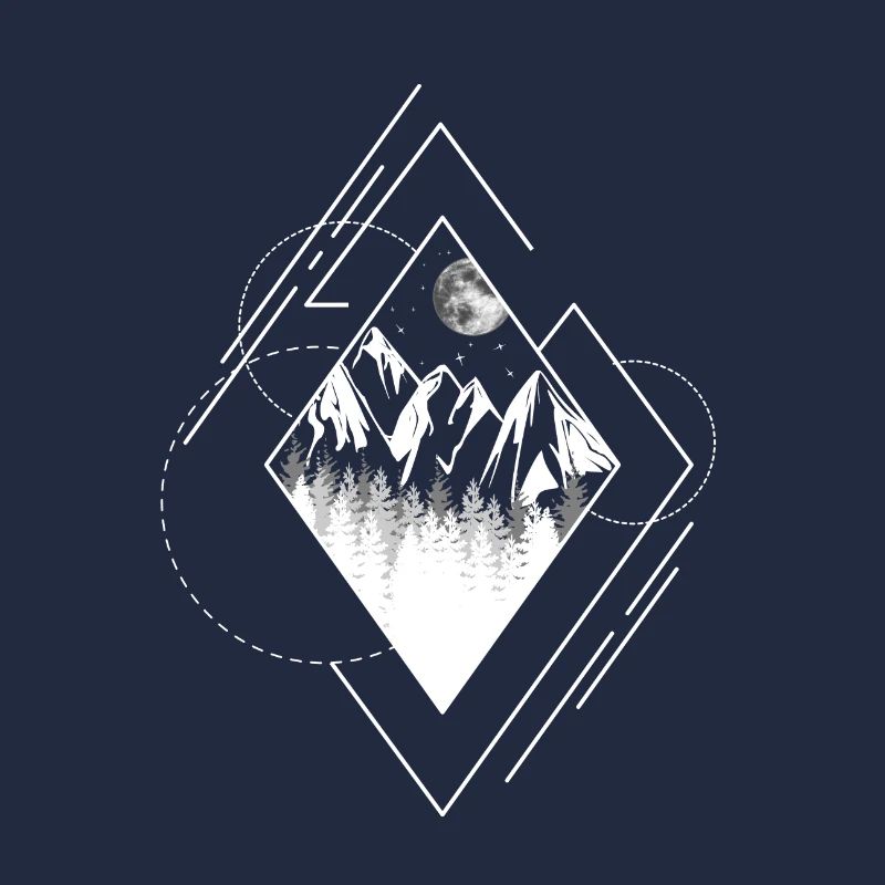 Type de géométrie paysage montagne lune forêt v1w