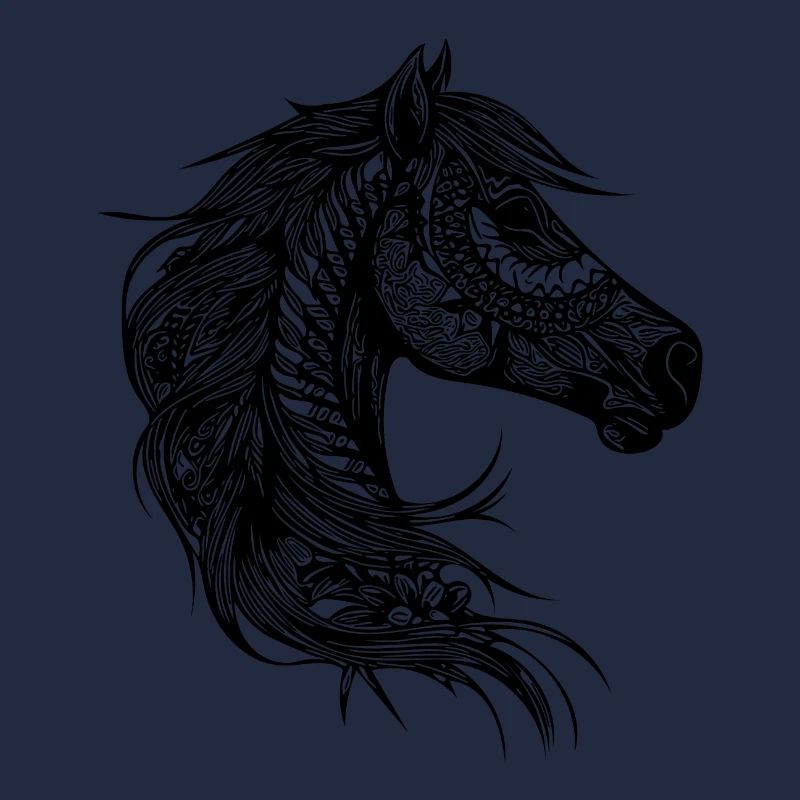 Cheval élégant dans un style de crinière de tatouage élégant