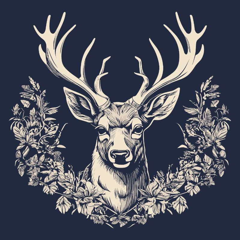 Deer Antler Hunter Hiking Deer Motif