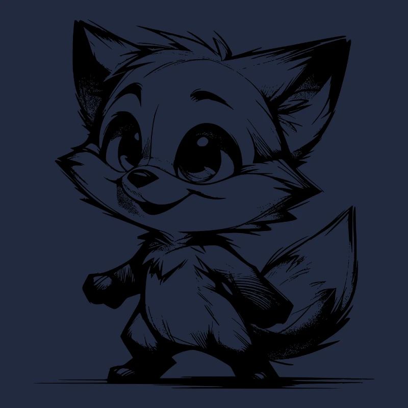 Mignon Enfants Renard Dessin Au Crayon
