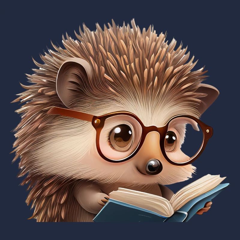 Niedlicher Igel beim Lesen