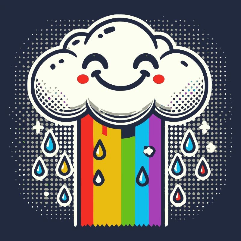 Lachende Wolke mit Regenbogen Comic Kunst