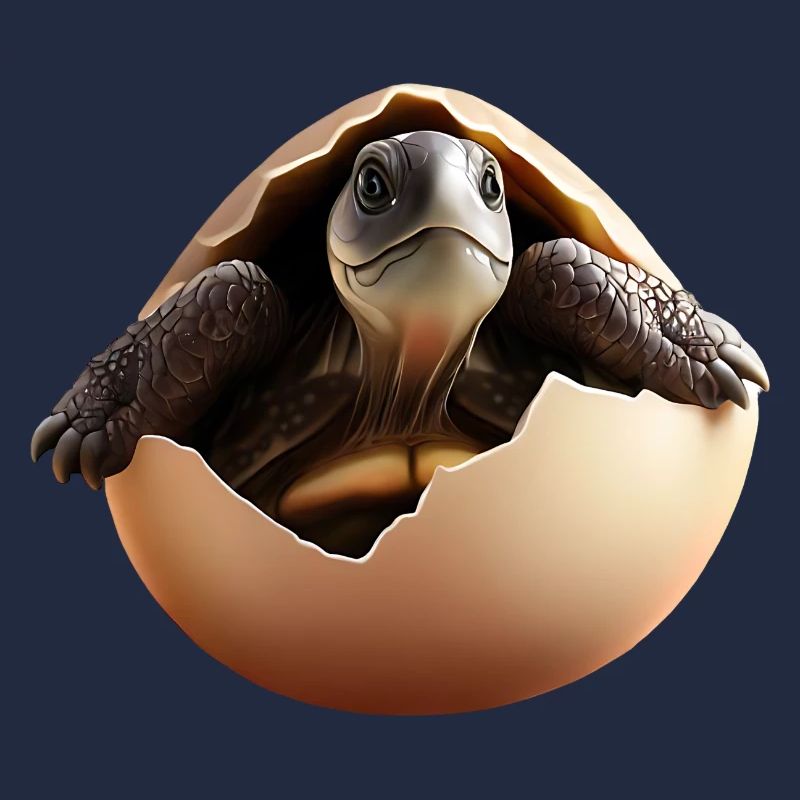 Turtle hatches from the egg
