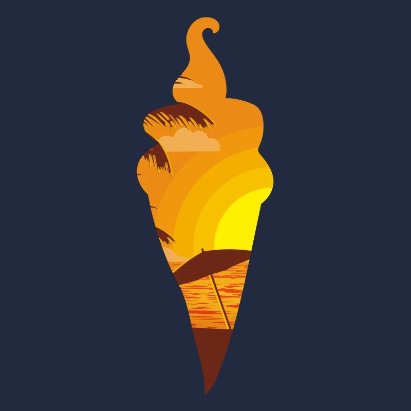 Ice Cream Sunset Beach Cone