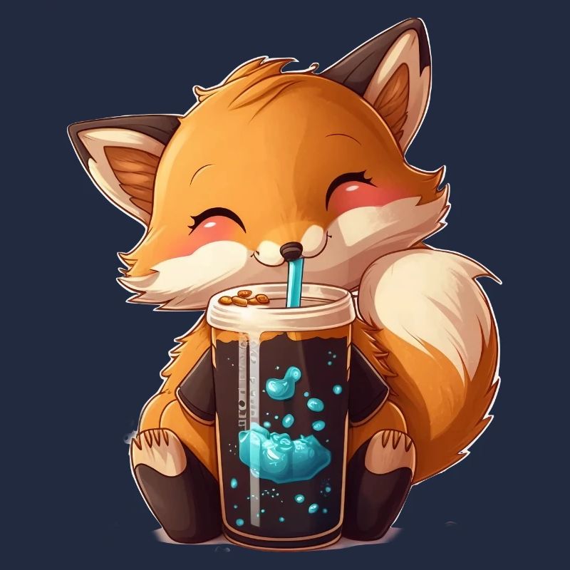 Kawaii Bubble Tea Fox Funny Foxes
