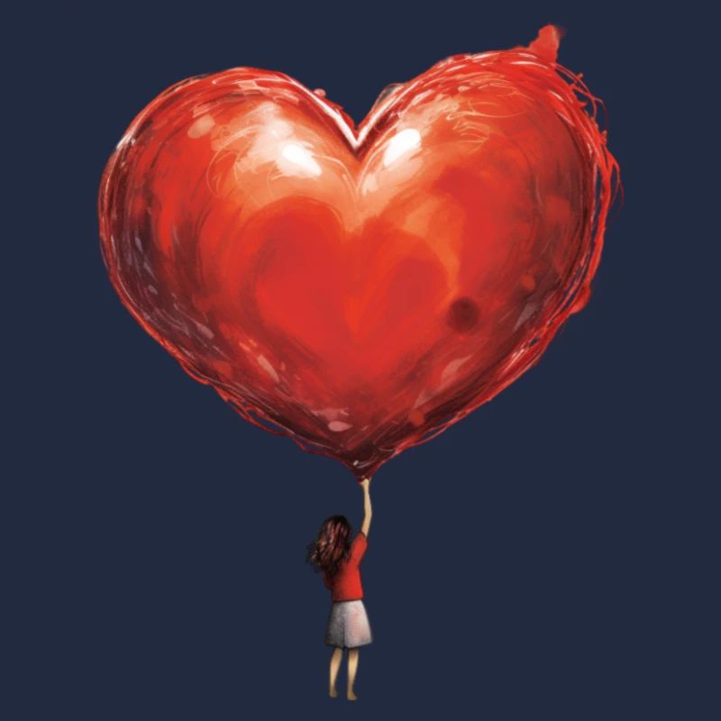 Fille avec ballon coeur géant