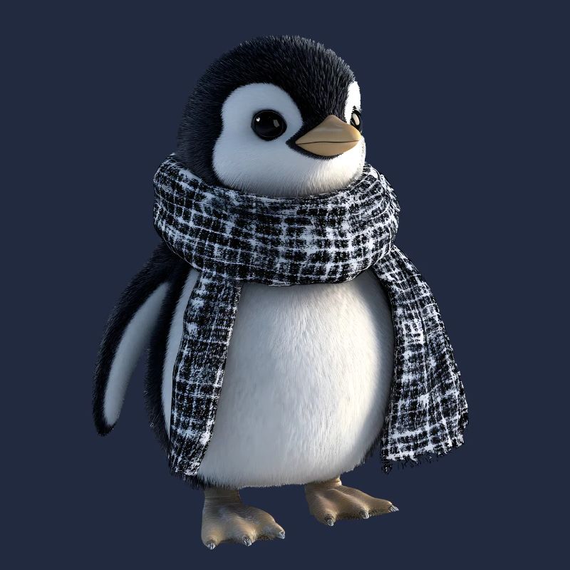 Pingouin drôle avec une écharpe