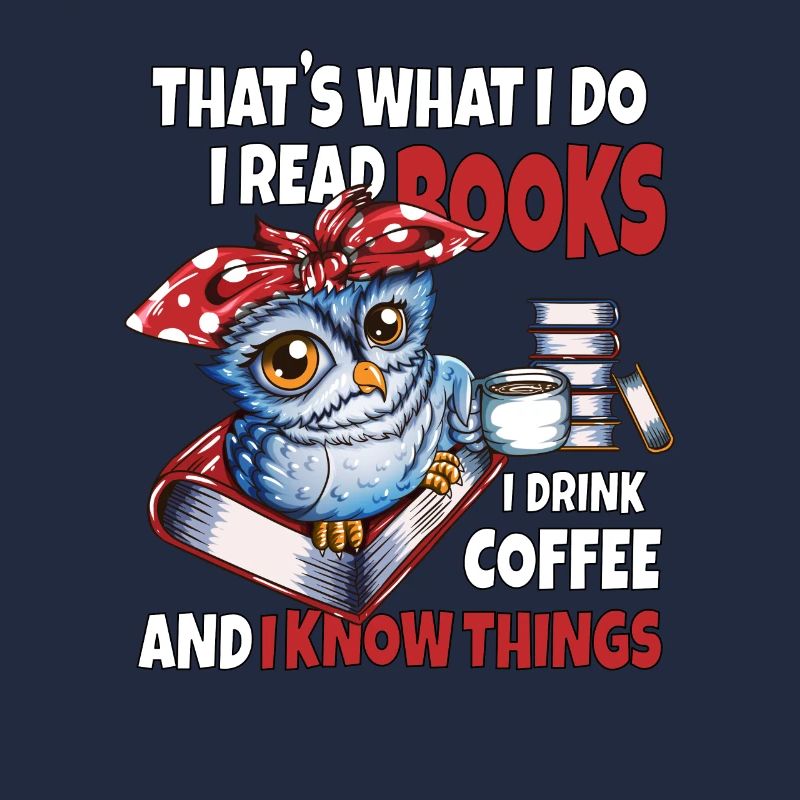 Eule mit heißem Tee Gemütlich ein Buch lesen