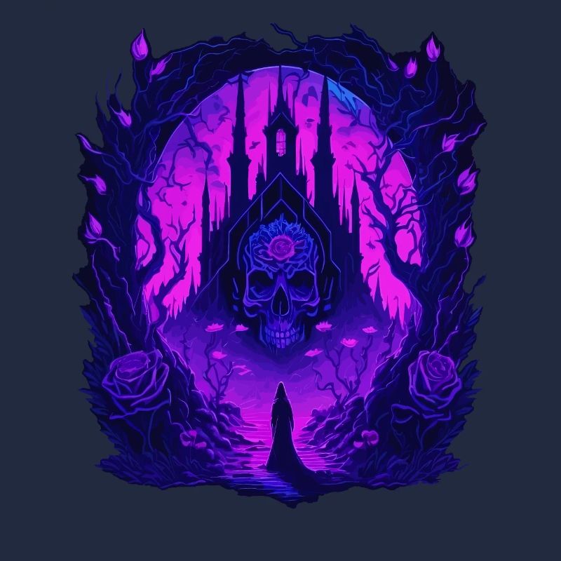 Neon Gothic Skull Architecture
