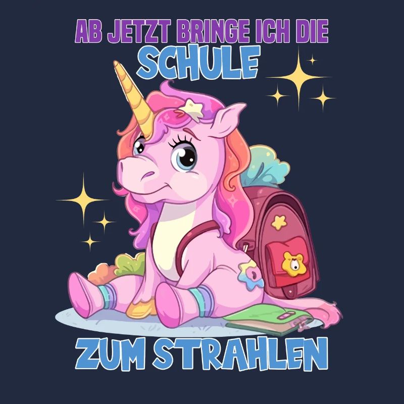 Schulkind Mädchen Einhorn Zur Einschulung
