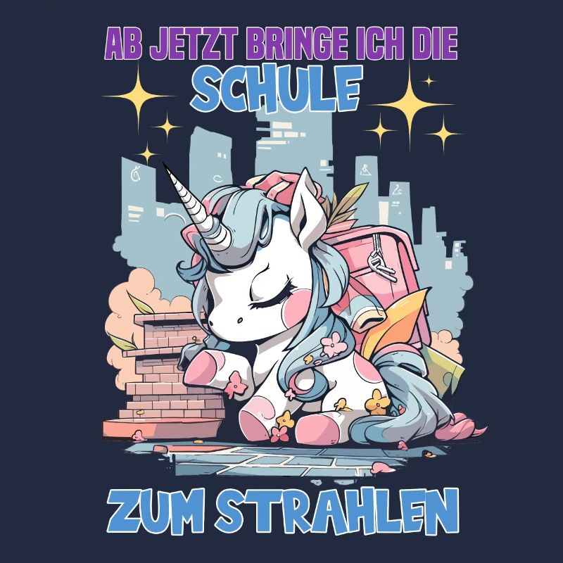 Schulkind Mädchen Einhorn Zur Einschulung