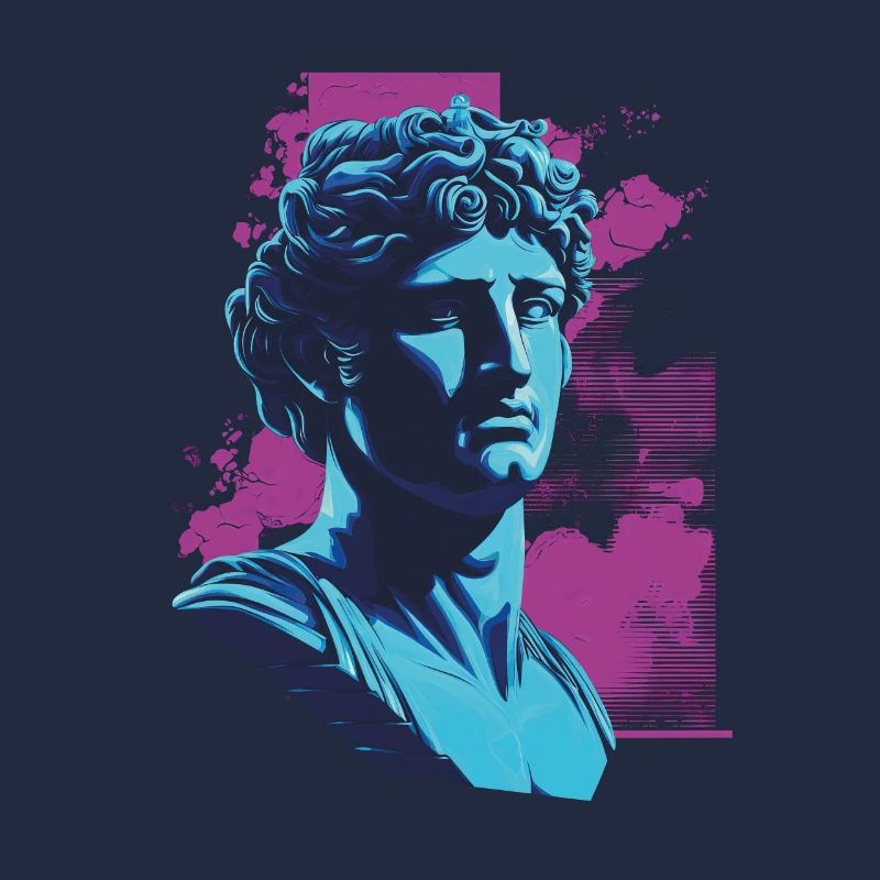 80er Klassische griechische statue Synthwave