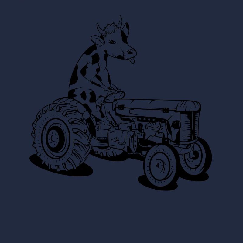 Cow driving a tractor