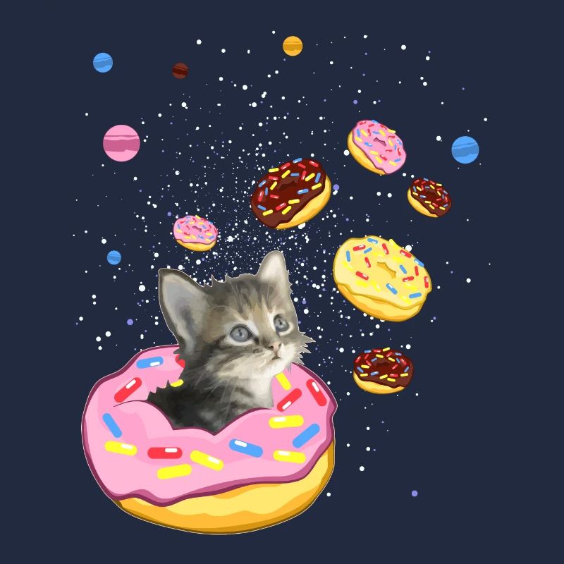 Cute Cat inside Donut in Space