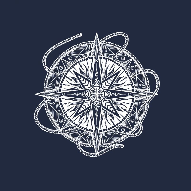 Kompassrose mit Schiffstau