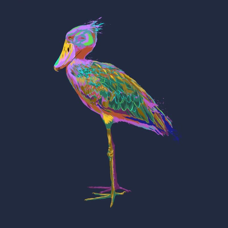 Bunter Splash Vogel Schuhschnabel