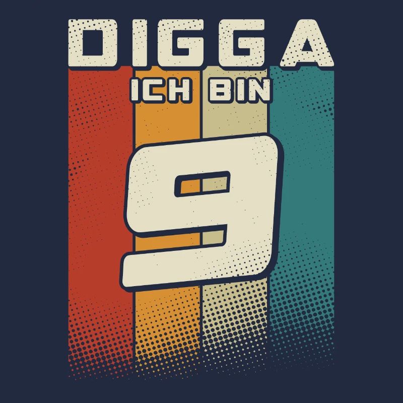 Digga ich bin 9 Jahre Junge 9. Geburtstag Retro