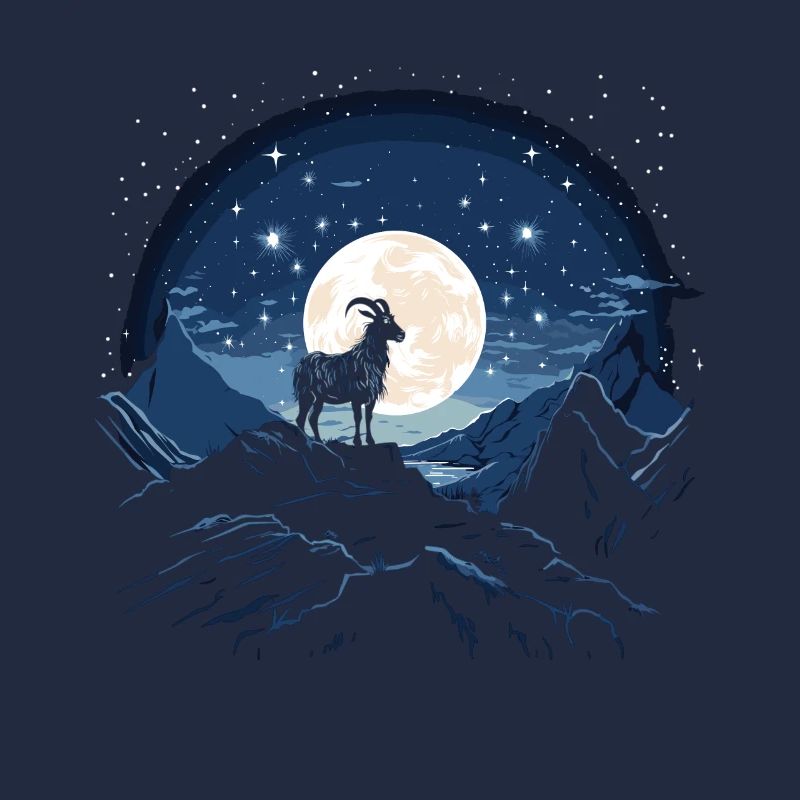 Conception de constellation de silhouette de chèvre de nuit étoilée