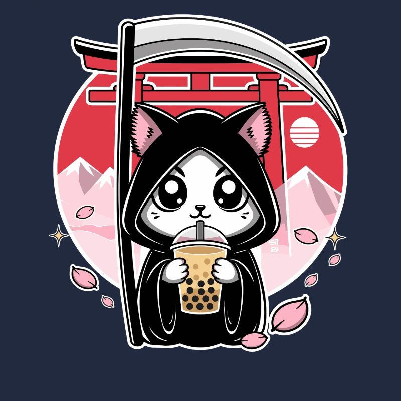 Sensenmann Anime Katze Kirschblüte