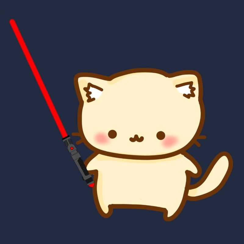 Süße Katze mit einem roten Lichtschwertern