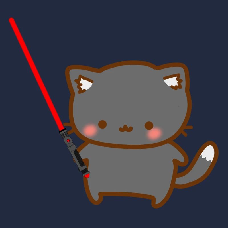 Süße Katze mit einem roten Lichtschwertern