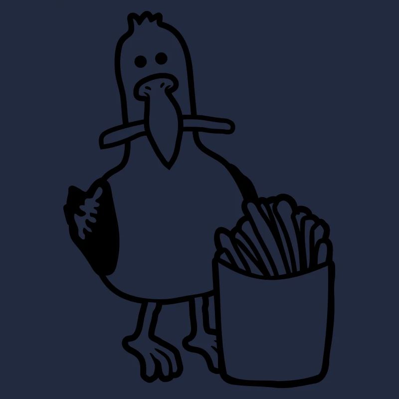 Frites volées mouette heureuse
