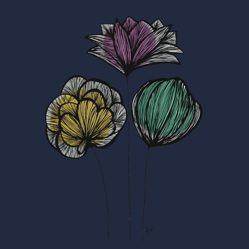 Abstrakte Fine Line Blumen Bunt