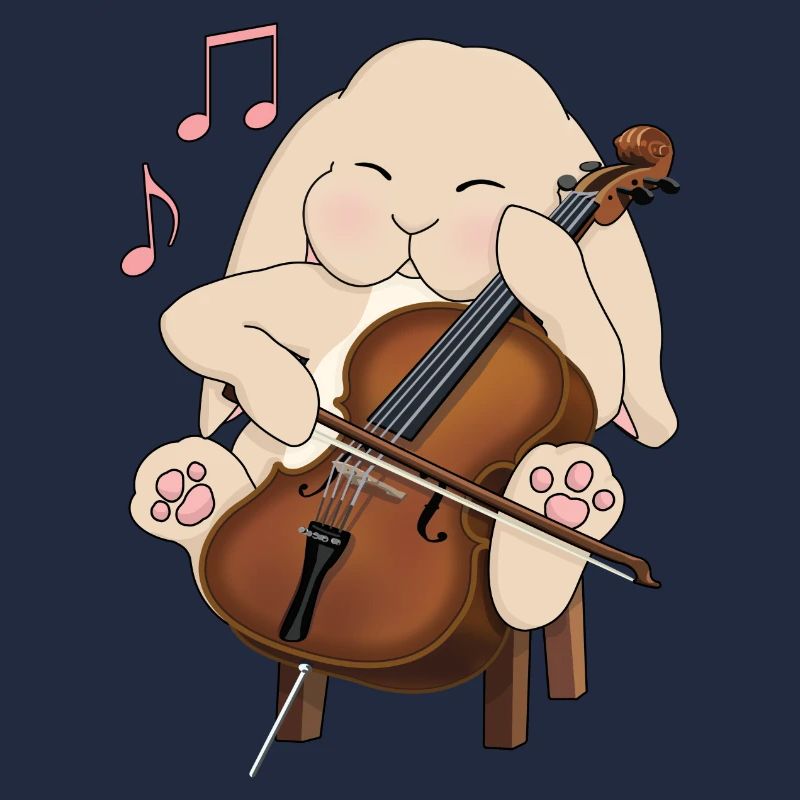 Süßes Cello, das im Rabbit Kawaii-Stil spielt