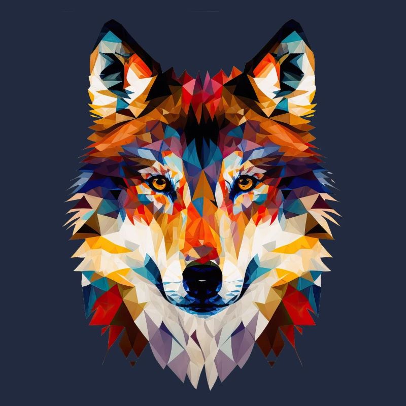 Wolf Gesicht Geometrisch Abstrakt Bunt