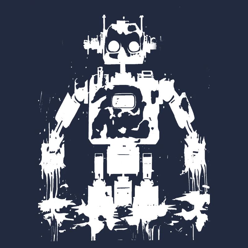 Silhouette de robot noir et blanc