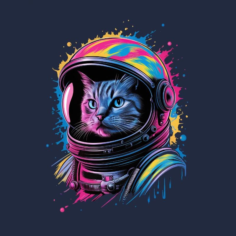 Chat de l’espace avec casque coloré