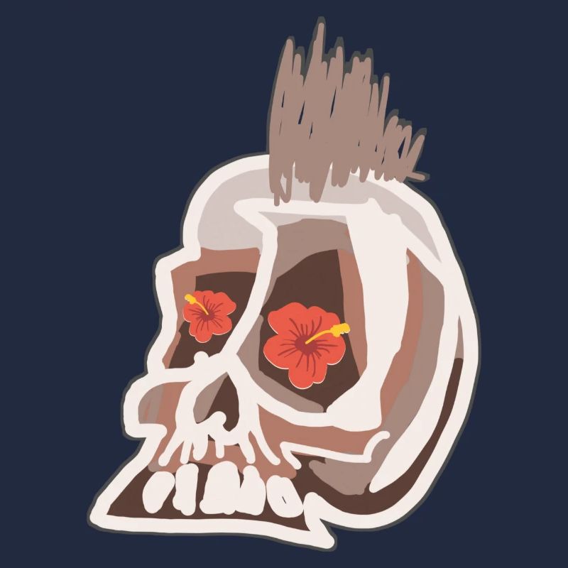 Crâne punk avec des fleurs