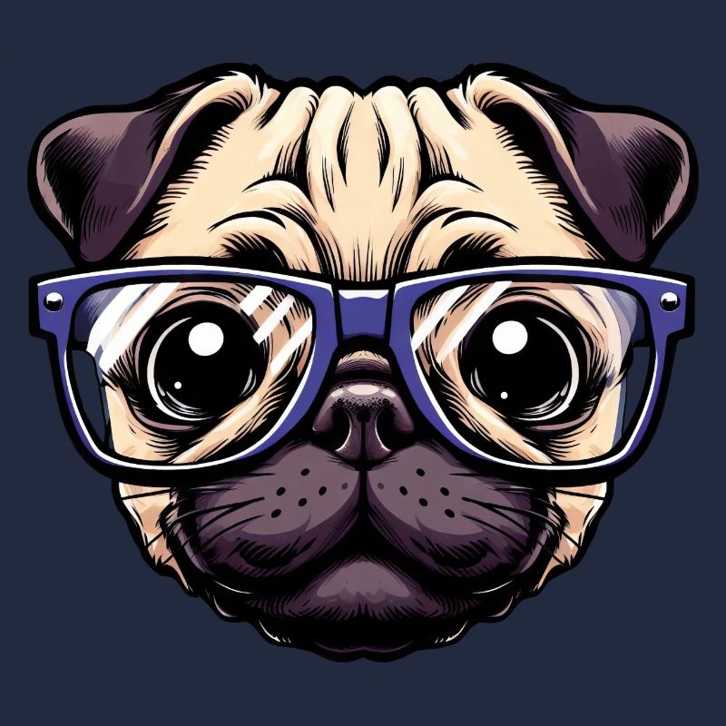 Nerdiger Mops mit Brille