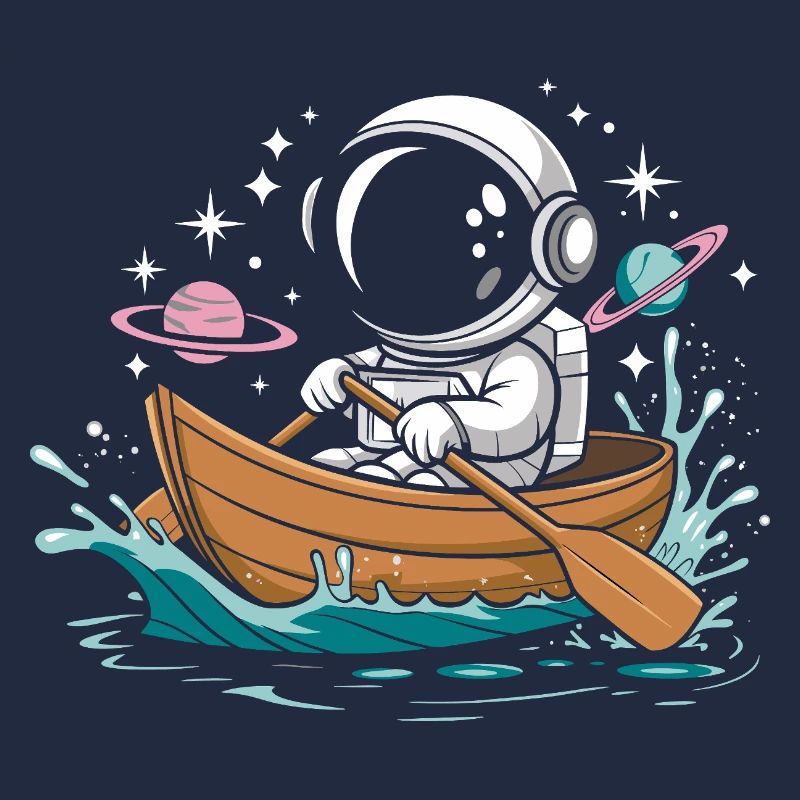 Ein Astronaut, Boot, Paddelboot