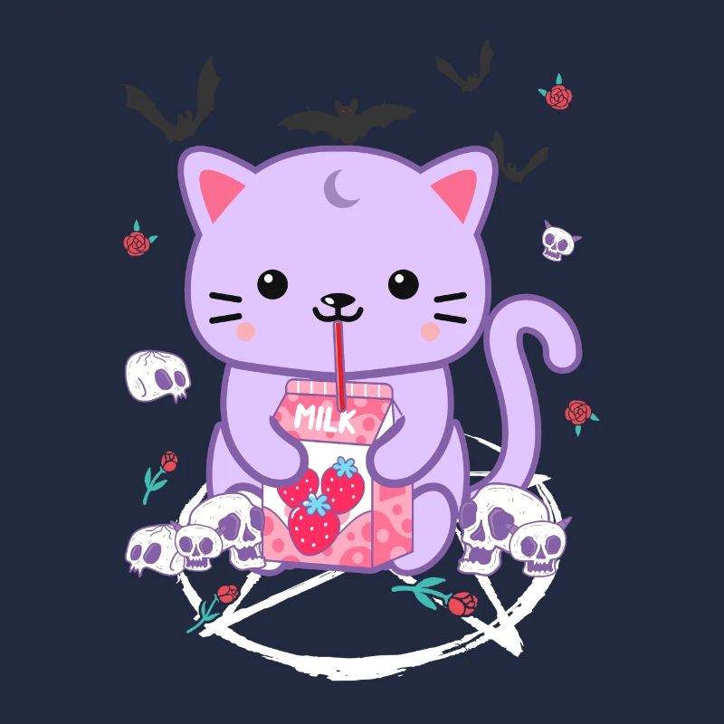 Katze Erdbeermilch Goth-Katze Goth Geschenk