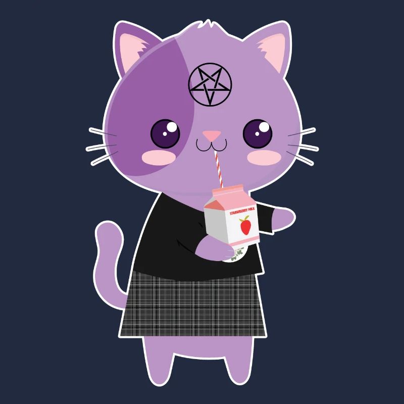 Katze Erdbeermilch Goth-Katze Goth Geschenk