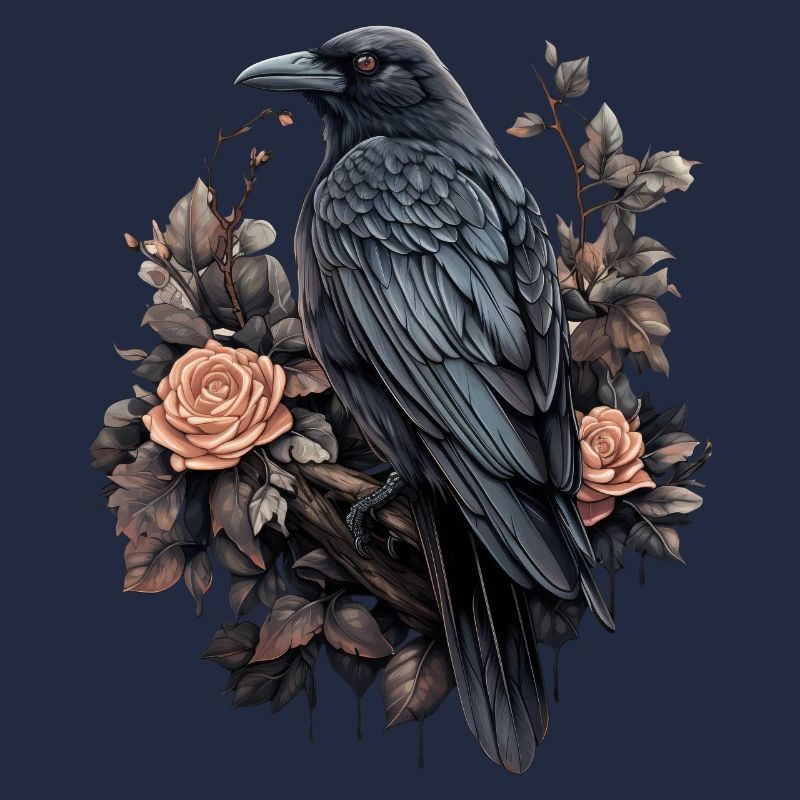 Gothic Raven Illustrations with Roses
