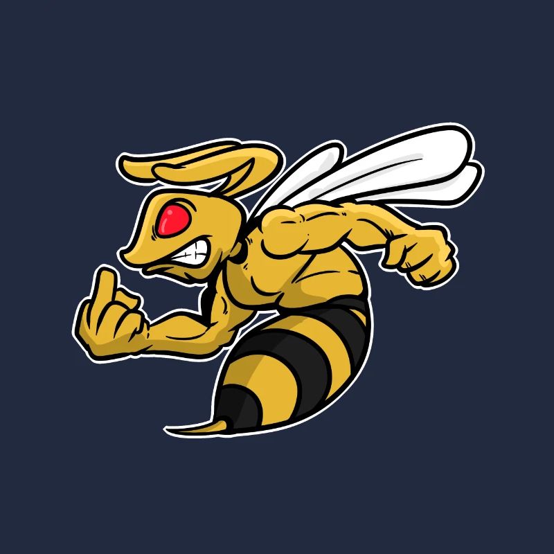 Wasp bees sting middle finger insect motif