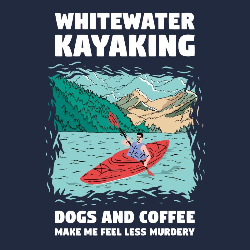 Chiens de kayak en eau vive et café