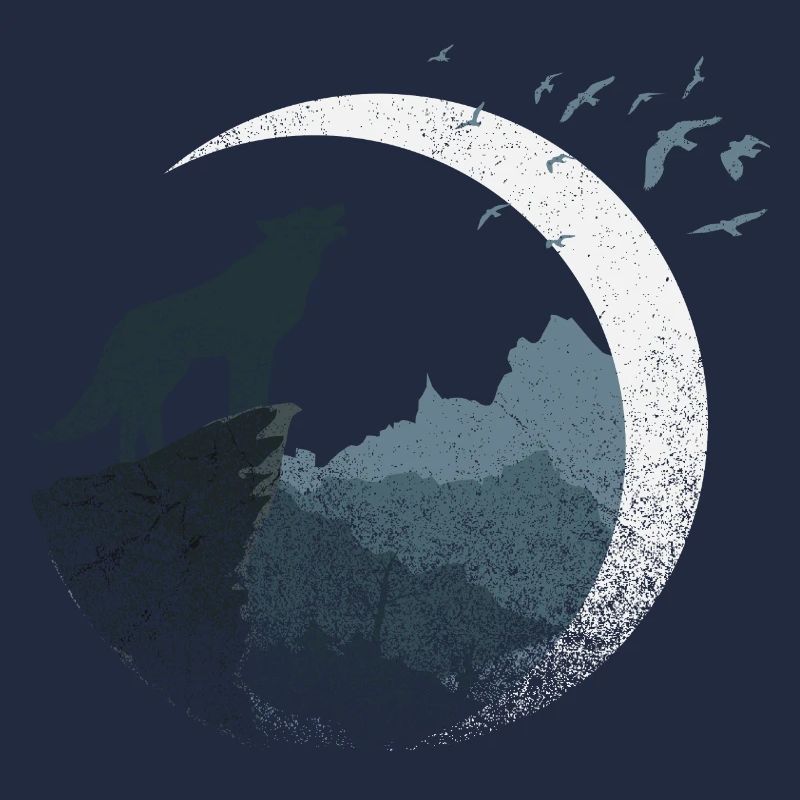 Le loup dans la pleine lune