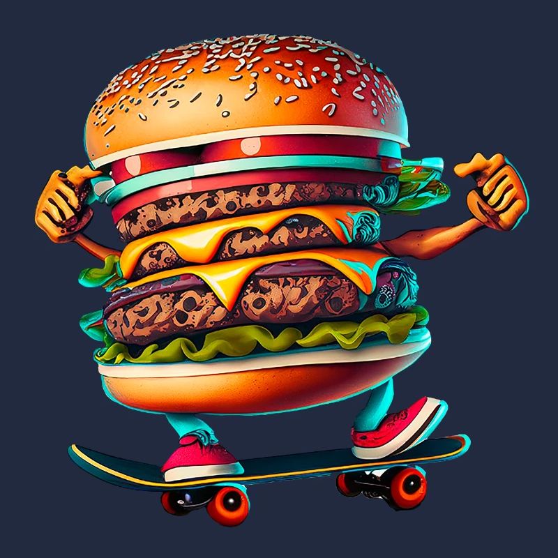 Cheeseburger Skateboard Skater