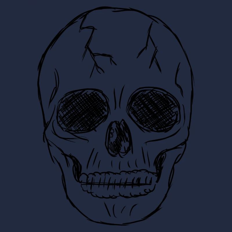 Totenkopf mit schwarzem Stift
