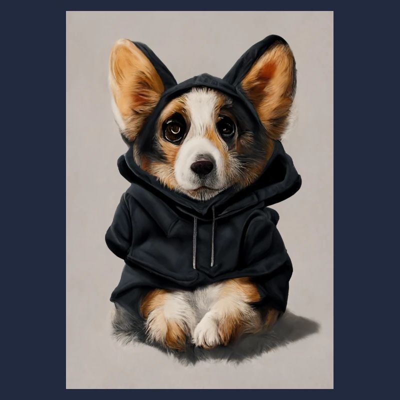Süßer Corgi im Kapuzenpullover