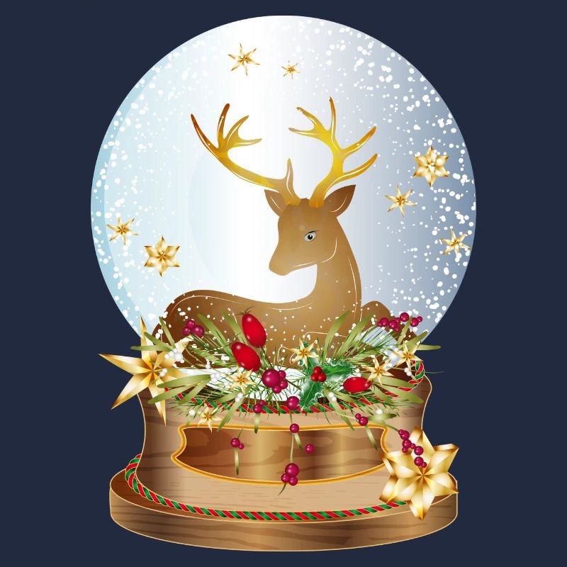 nostalgic snow globe with deer for Christmas