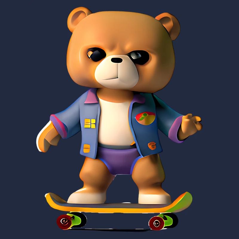 Cool bear sur skateboard - Style décontracté